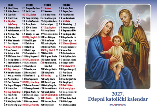 Džepni katolički kalendar na preklop 2027. - Sveta Obitelj